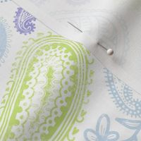 Pastel Comforts: Modern Distressed Paisley Jumbo in Honeydew, Lilac, and Sky Blue by Brittanylane