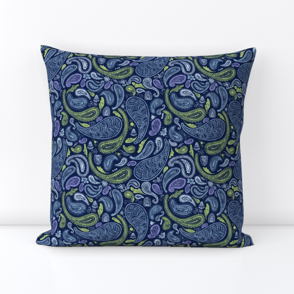 Modern Distressed Paisley, Multi on Navy by Brittanylane