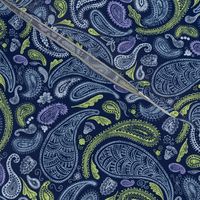 Modern Distressed Paisley, Multi on Navy by Brittanylane