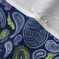 Modern Distressed Paisley, Multi on Navy by Brittanylane
