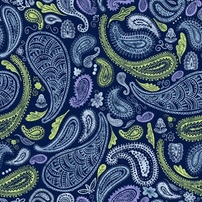 Modern Distressed Paisley, Multi on Navy by Brittanylane