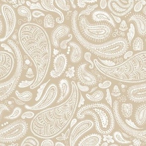 Modern Distressed Paisley White on Tan by Brittanylane