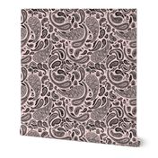 Modern Distressed Paisley, Black on Pink by Brittanylane