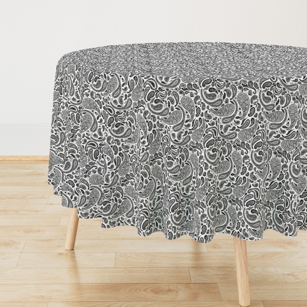 Modern Distressed Paisley, Black on White by Brittanylane