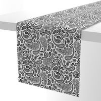 Modern Distressed Paisley, Black on White by Brittanylane