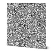 Modern Distressed Paisley, Black on White by Brittanylane