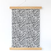 Modern Distressed Paisley, Black on White by Brittanylane