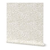 Modern Distressed Paisley, Tan on White by Brittanylane