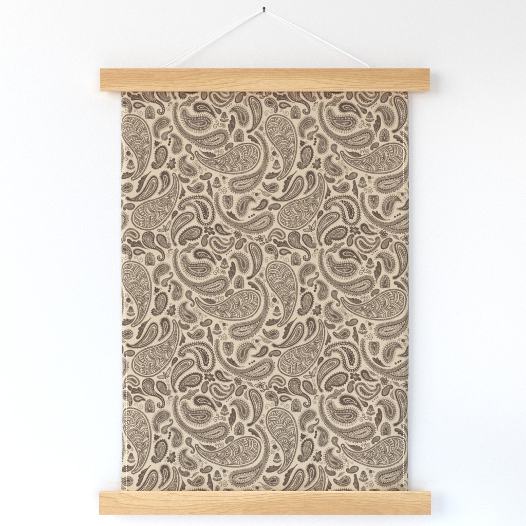 Modern Distressed Paisley, Chocolate on Tan by Brittanylane