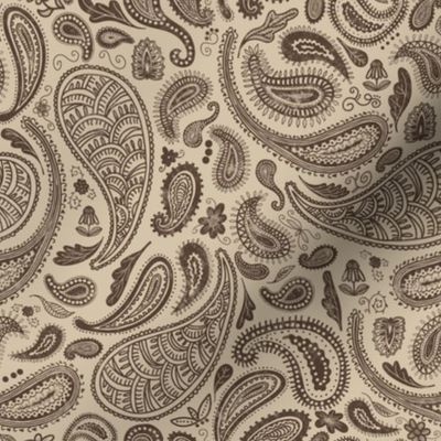 Modern Distressed Paisley, Chocolate on Tan by Brittanylane