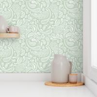 Modern Distressed Paisley, White on Sage by Brittanylane