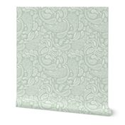 Modern Distressed Paisley, White on Sage by Brittanylane