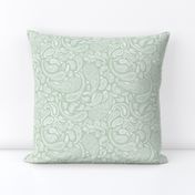 Modern Distressed Paisley, White on Sage by Brittanylane