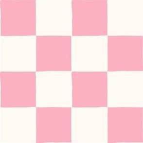 Pink Cream Hand Drawn Checks Medium Scale 4in