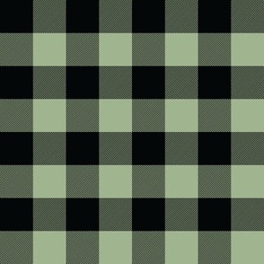 1 Inch Green Buffalo Check | Modern Sage Green and Black Checker