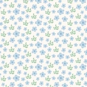 Ditsy Scatter Floral of Blue Flowers 
