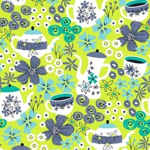 Garden Tea Party (Lime, Teal, Blue)