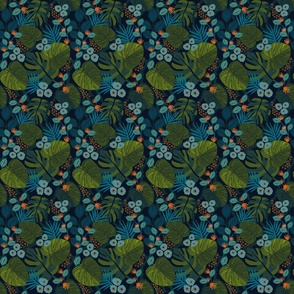 Moody Tropical Floral - Blue Navy Teal - Micro1