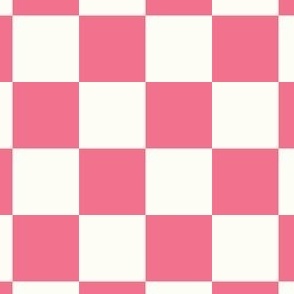 Soft white and pink check - medium scale