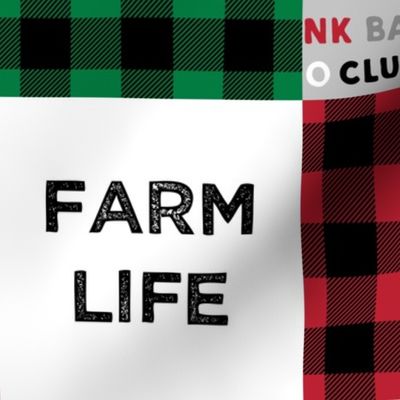 farm life wholecloth - black/red/green - green plaid - C22