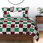 farm life wholecloth - black/red/green - green plaid - C22