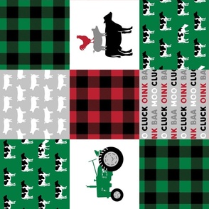 farm life wholecloth - black/red/green - green plaid (90) - C22