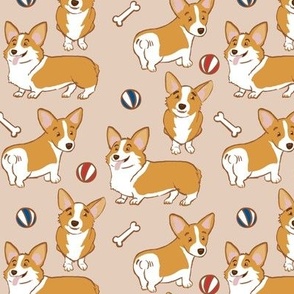 Corgi Cuties on Beige by Brittanylane