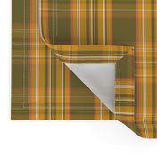 Khaki and orange tartan check - medium scale