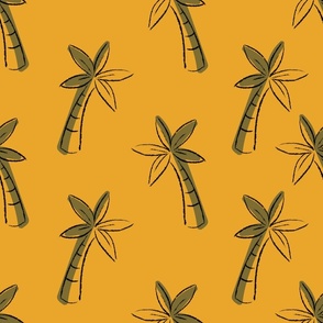 Palm trees on mustard background - extra large scale