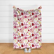 Multicoloured floral on soft white background - extra large scale