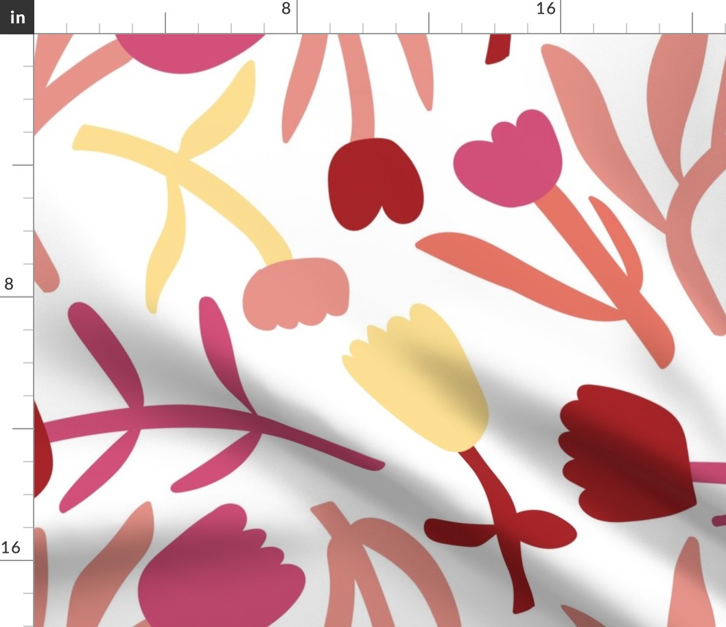Multicoloured floral on soft white background - extra large scale