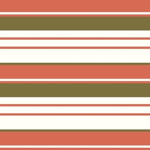 Khaki and coral horizontal stripe design - medium scale
