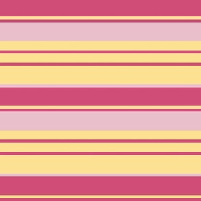 Pink and soft yellow horizontal stripe design - medium scale