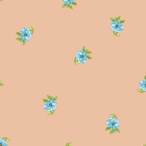 Garden Party Co-Ordinates Small blue rose polka dot on peach