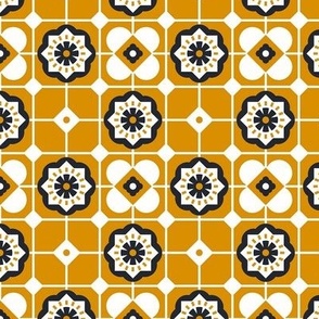 Mid Century Modern Tiles on Yellow / Tiny Scale
