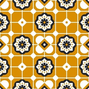 Mid Century Modern Tiles on Yellow / Small Scale