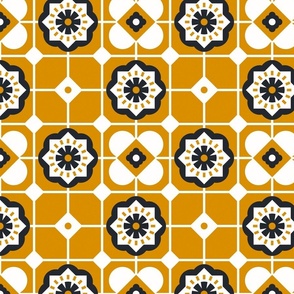 Mid Century Modern Tiles on Yellow / Medium Scale