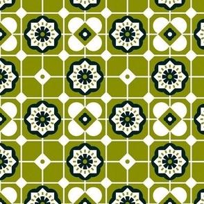 Mid Century Modern Tiles on Green / Tiny Scale
