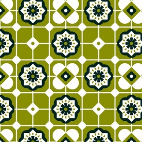 Mid Century Modern Tiles on Green / Medium Scale