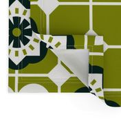 Mid Century Modern Tiles on Green / Large Scale