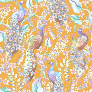 Pastel Peacock Paradise - Yellow