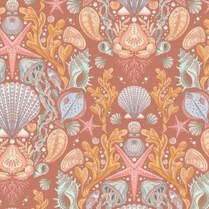 deep sea damask terracotta