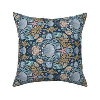 Deep Sea Damask Repeat 10.5 in - horizontal rotated