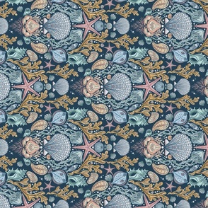 Deep Sea Damask Repeat 10.5 in - horizontal rotated