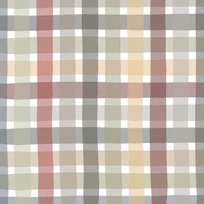 cheerful checks - crooked earthy plaid large - plaid fabric