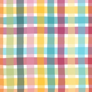 cheerful checks - crooked bohemian plaid large - plaid fabric