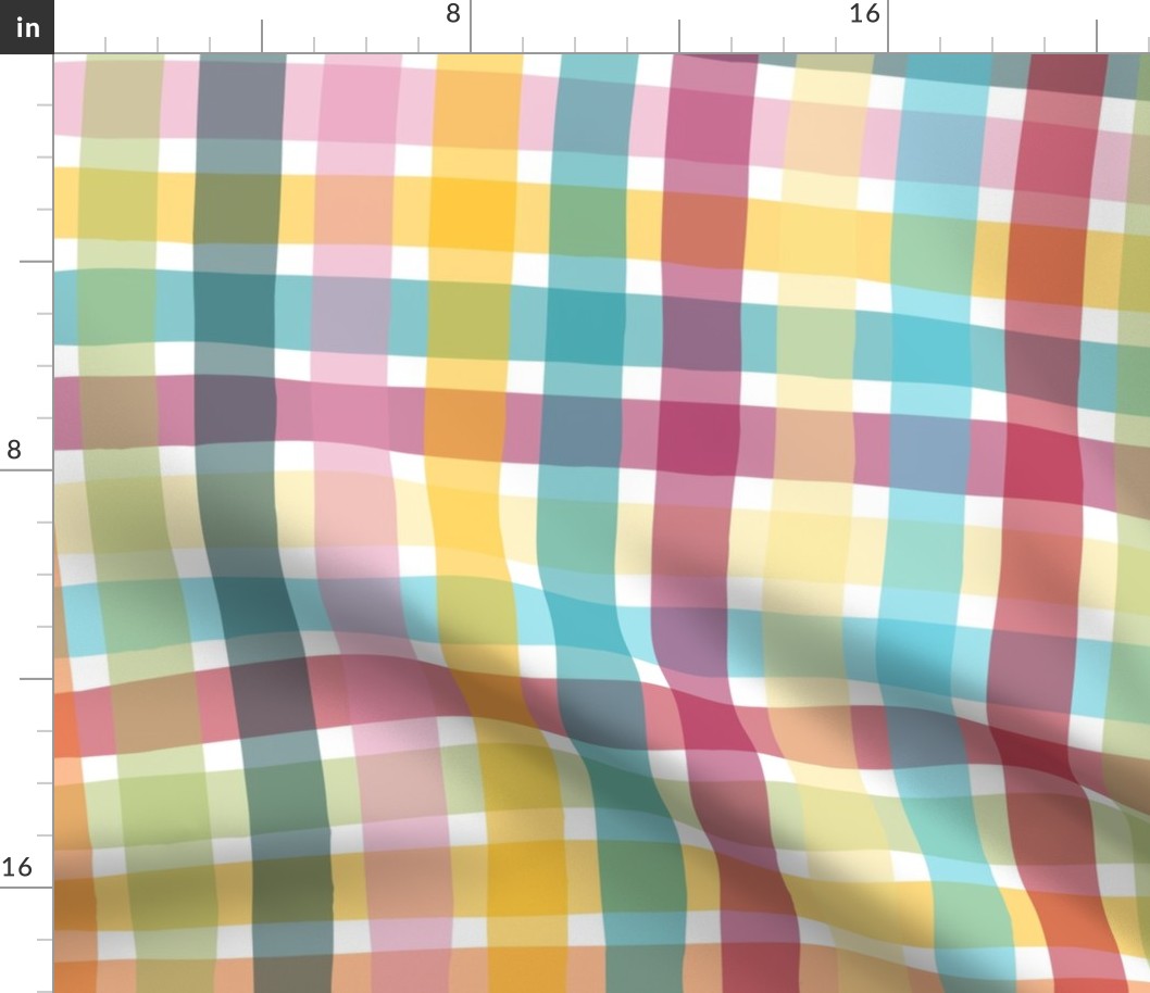 cheerful checks - crooked bohemian plaid large - plaid fabric