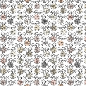small scale cats - bombalurina cat neutral colors - cats fabric