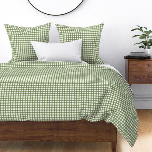 Gingham pattern in green on creamy white - small