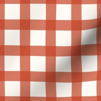 Gingham pattern in red on creamy white - large